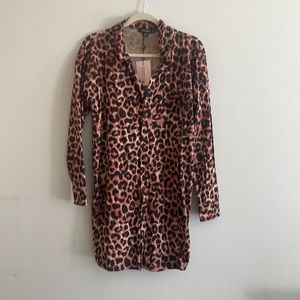 Missguided brown leopard jersey shirt dress sz US 4